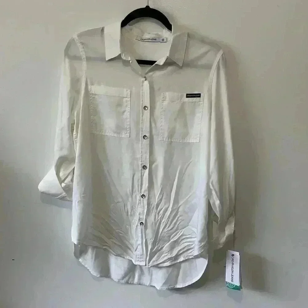 BNWT Calvin Klein Jeans Tencel button down shirts size S - Picture 2 of 5